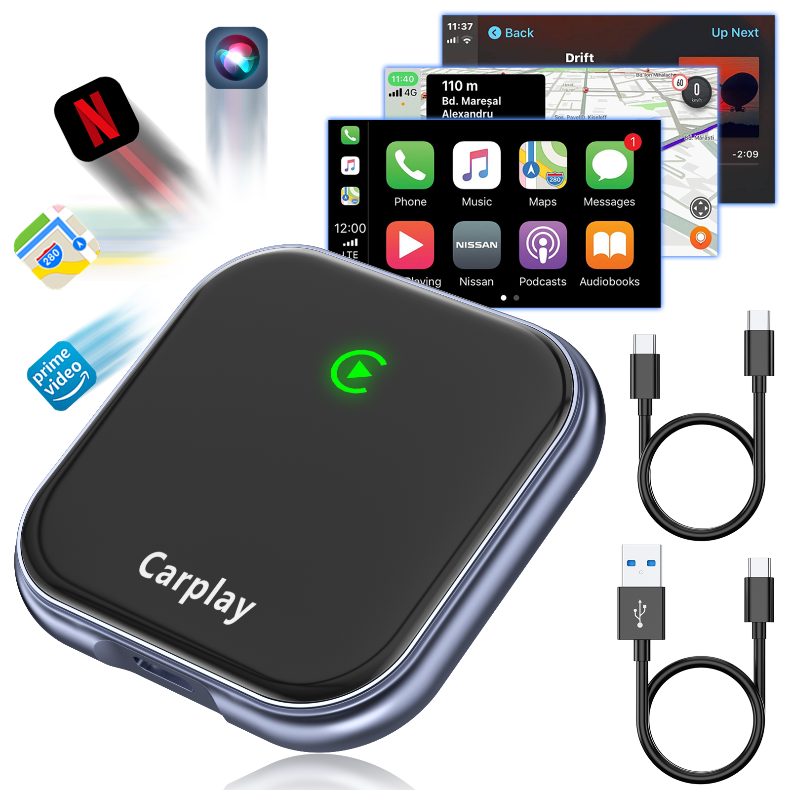 BY-963C Dual-Mode Wireless CarPlay/Android Auto Adapter 2-in-1 USB-A Dongle OEM Compatibility CE/FCC Certified - BY963C - Carplay adapter for car fact
