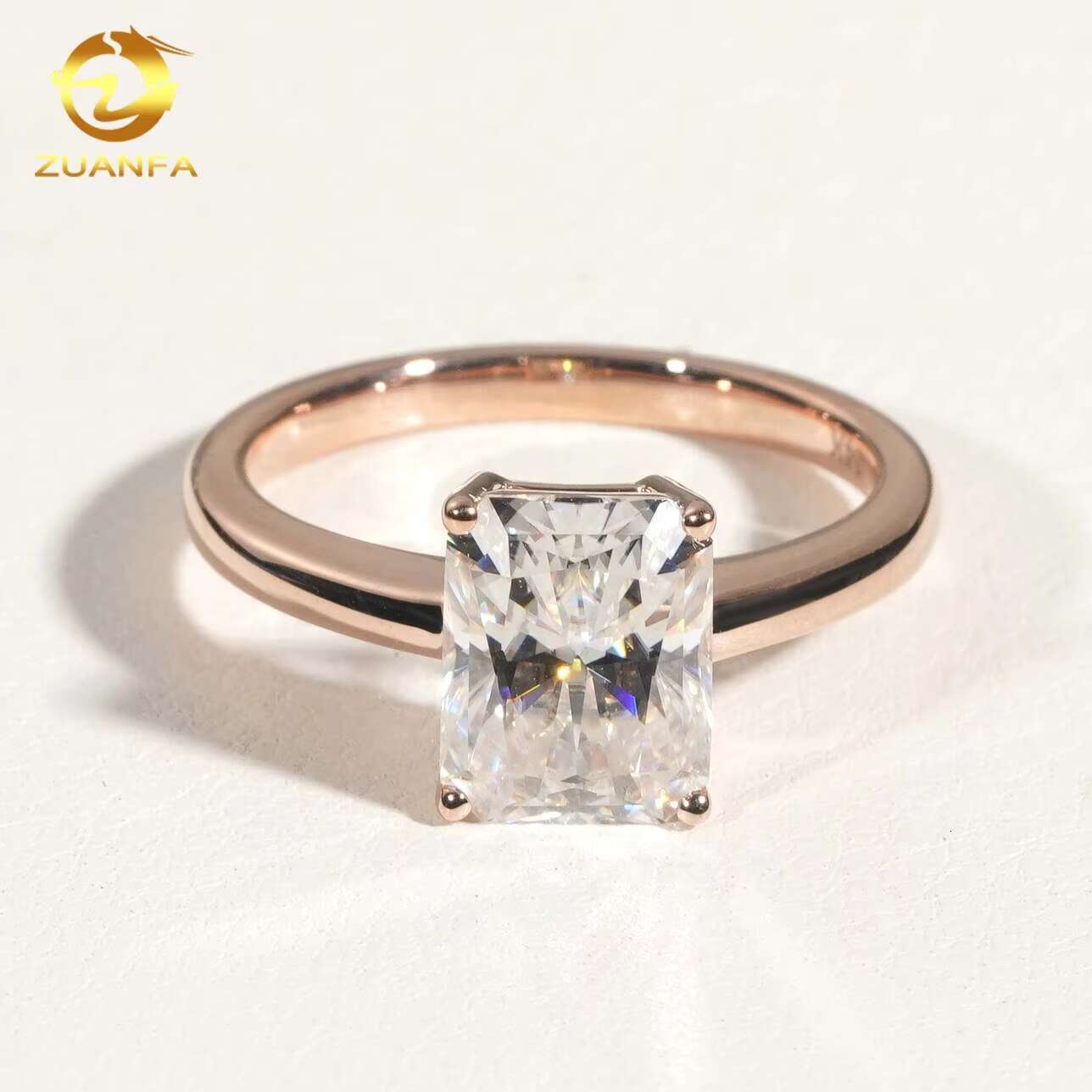 Hand Made Radiant Cut 3CT 14k Gold Engagement Moissanite Diamond Women Luxury Wedding Rings