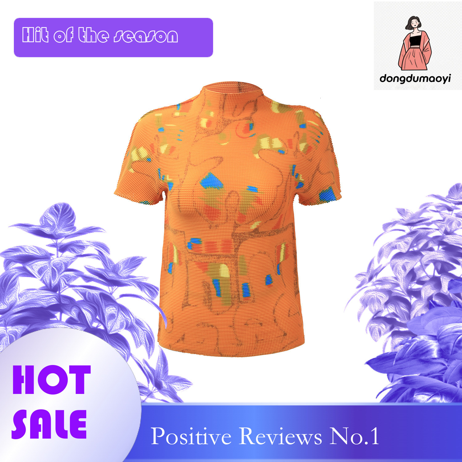 dongdumaoyi Miyake Fashion Versatile Printed Top Anime Home Drawing Cartoon T-shirt Casual Portable Short Sleeve