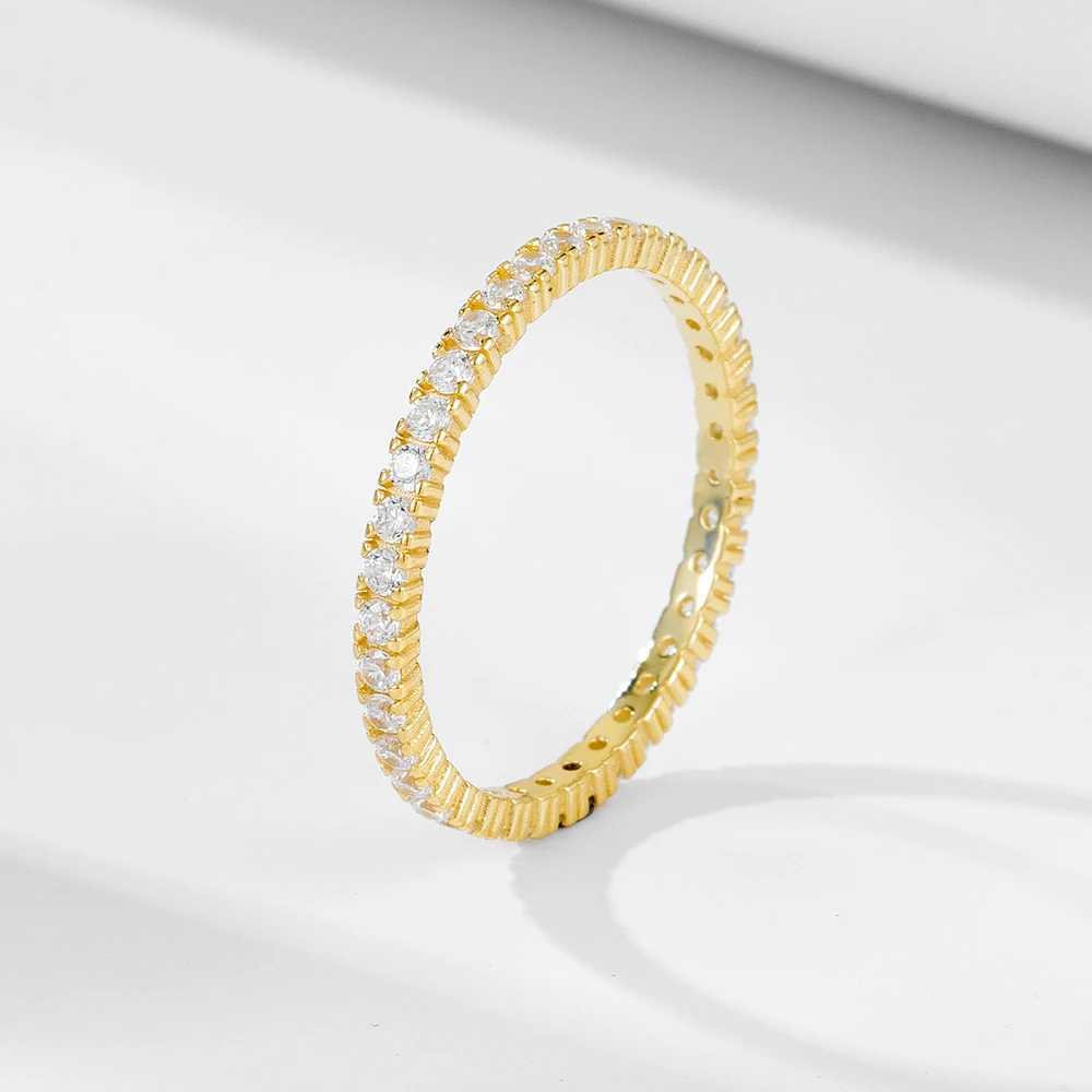full western train bridal jewelry S925 Sterling silver 14k gold plated Emerald Cubic Zirconia Eternity Band Rings for womenXJ250514