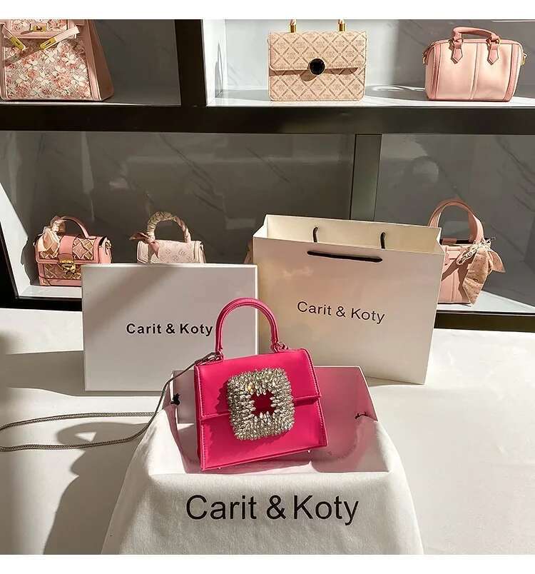 Women's Handbag Satin Crystal Shiny Rhinestones Dia Evening Wedding Party Clutch Purse Shoulder Messenger Bag