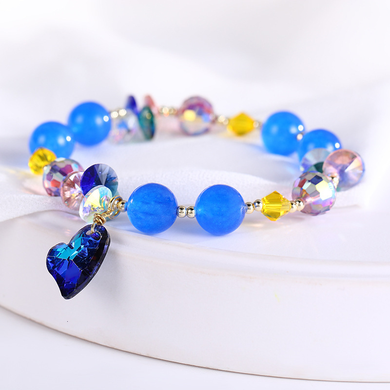 Sapphire crystal with a design sense of niche love pendant, best friend bracelet, fashionable new accessory, pearl bracelet