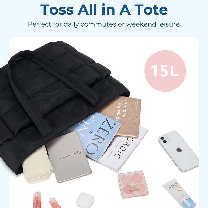 Puffy Tote For Women Big Square Cotton Padded Female Quilting Shoulder Bagshopper Purse Simple Daily Handbag Women's Bag