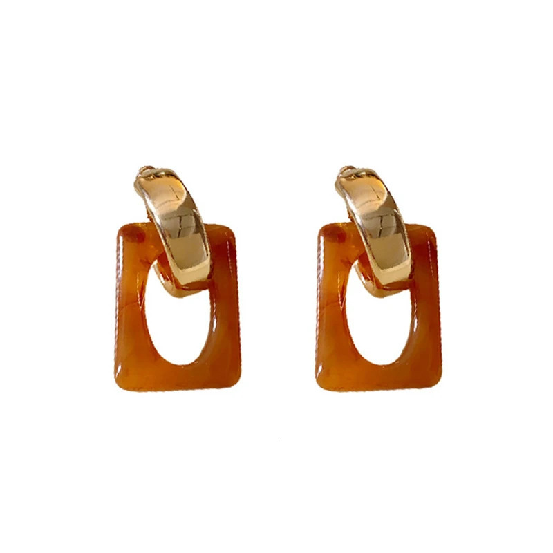 Brown Resin Metal Dangle Post Earrings For Women Fashion Jewelry Trendy Style Classic Party Accessories Wholesale Gift C1748 250514