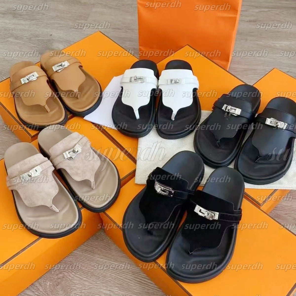 Designer Flip Flops Sandals Women Men Slippers Flats Leather Beach sandals Leather Beach Slippers Summer Casual Shoes Empire sliders size 35-43