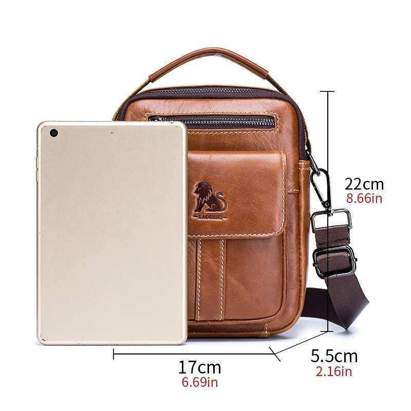 Men's Single Shoulder Crossbody With Top Layer Cowhide Casual Retro Multifunctional Small And Medium-Sized Bag