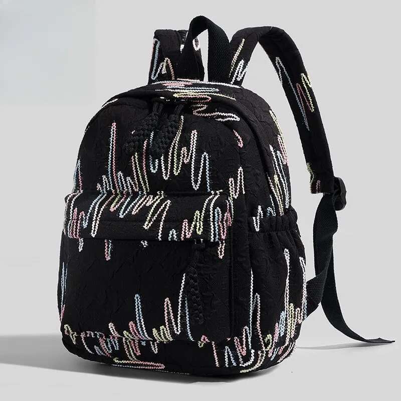 2025 New Fashionable Simple Backpack Casual Bag Color Block Student Backpack Cotton Canvas Designer Lightweight Travel High Beauty Original Stay Style