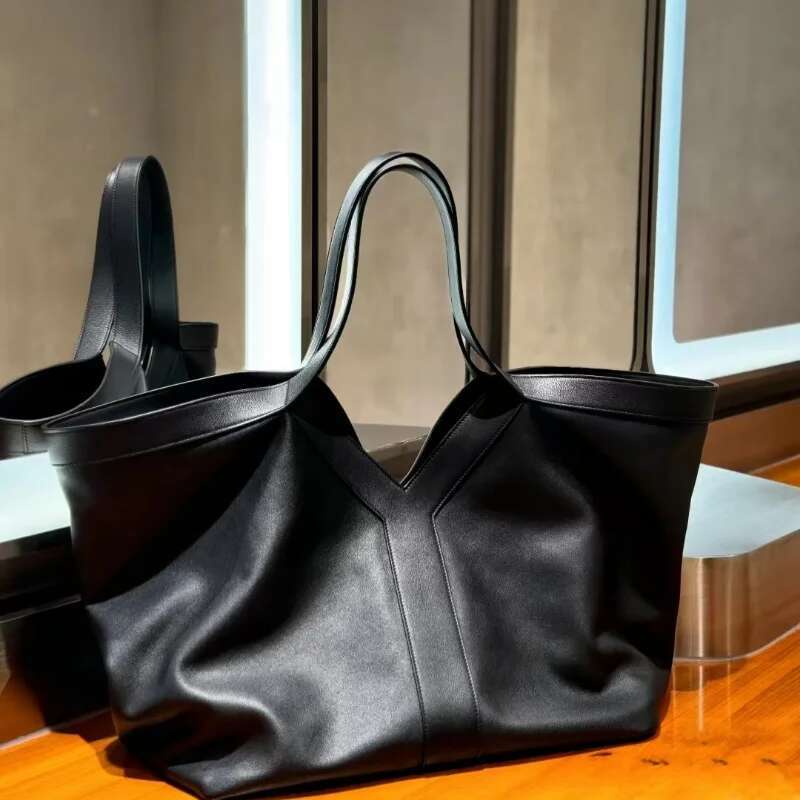 Large-Capacity Genuine Leather Tote Fashion Y Shape Crocodile Pattern Shoulder Casual High-End Shopping Bag Storage