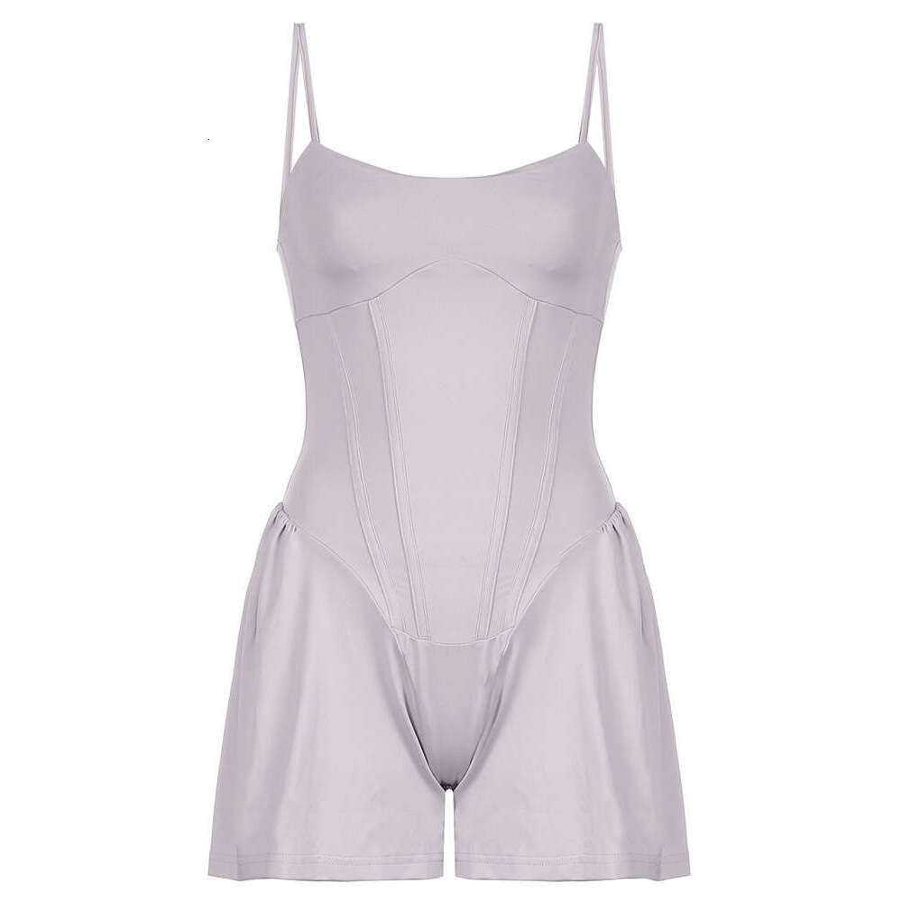 Sportswear Women's Casual Camisole Fiess Yoga Waist Shaping A-Line Wide Leg Jumpsuit Shorts B5