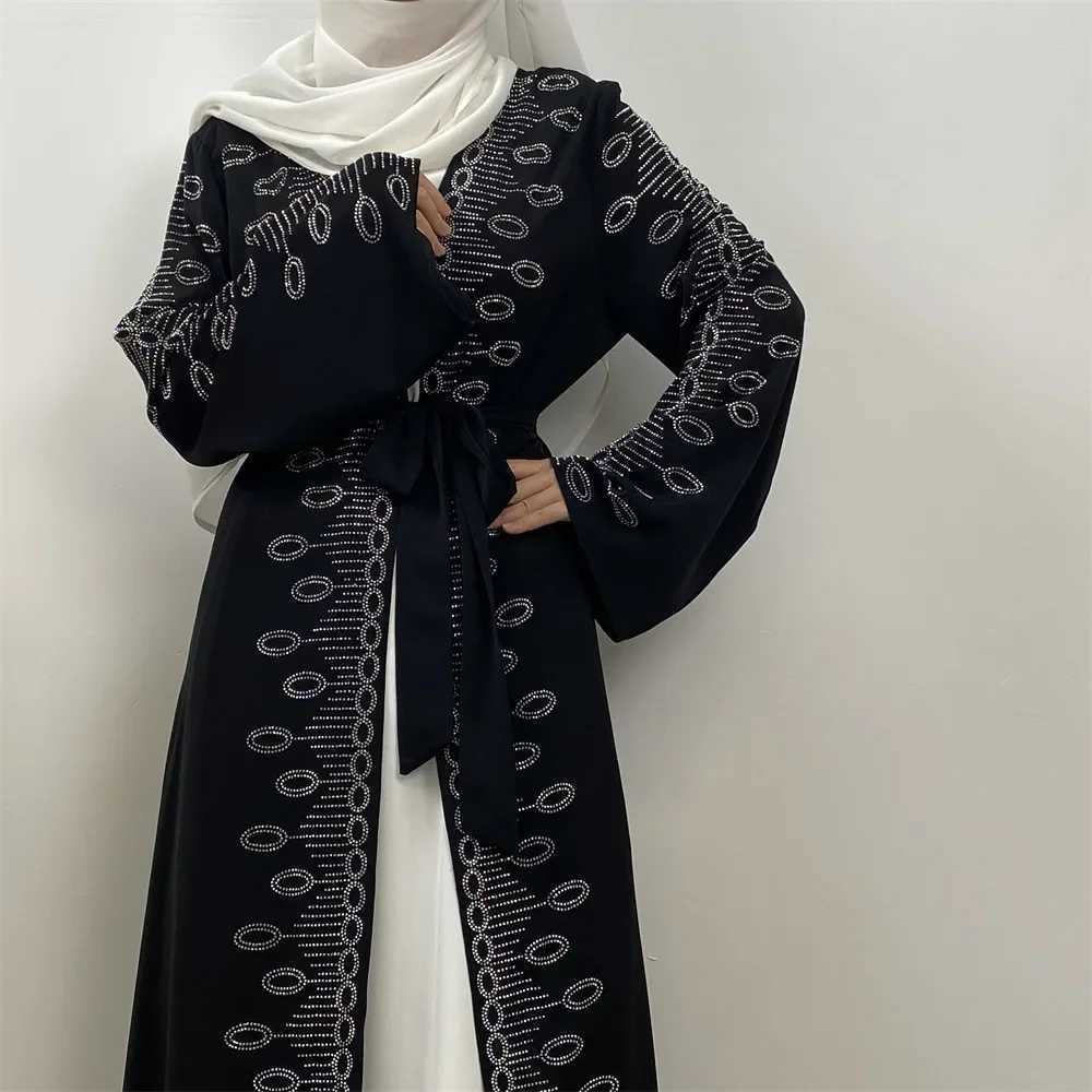 Ramadan Diamonds Black Abayas Women Dubai Luxury Muslim Wedding Party Dress Ka Islam Clothing Kaftan Jalabiya Kimono Abaya X250514