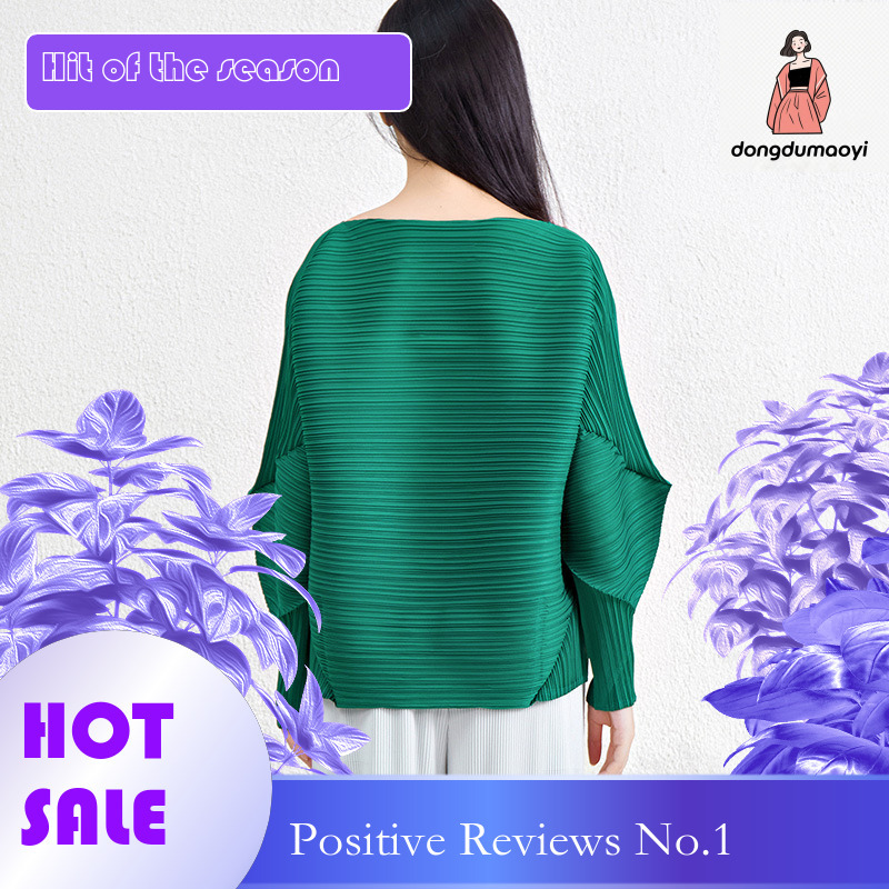 dongdumaoyi Miyake Design Irregular Top Women's Spring Autumn Style Simple and Loose Large Size Concealed Belly Reducing Wrinkle T-shirt