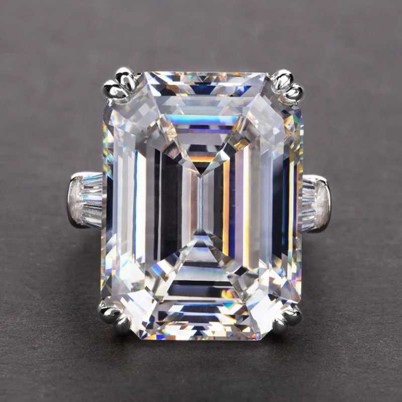 925 Sterling Silver Shiny Big Rectangle Zircon Women Rings White/Pink Stones Available Bridal Wedding Ring Top QualityXJ250514