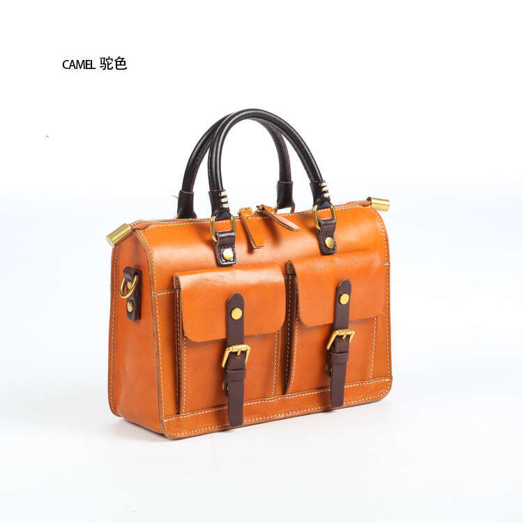 2025 New College Style Messenger Crossbody Genuine Leather Women's Bag, Vegetable Tanned Cowhide Hand Pulled Pattern Handmade Bag