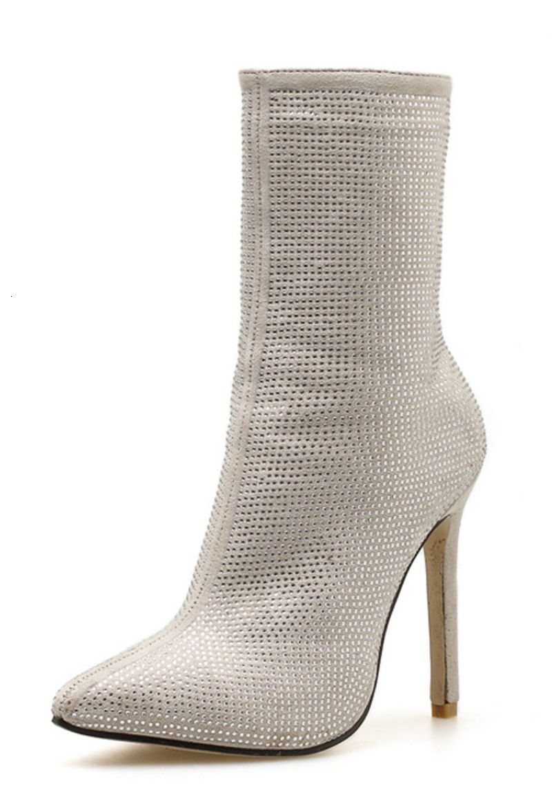 pointed rhinestone high heel boots autumn and winter women's shoes 42 size in stock