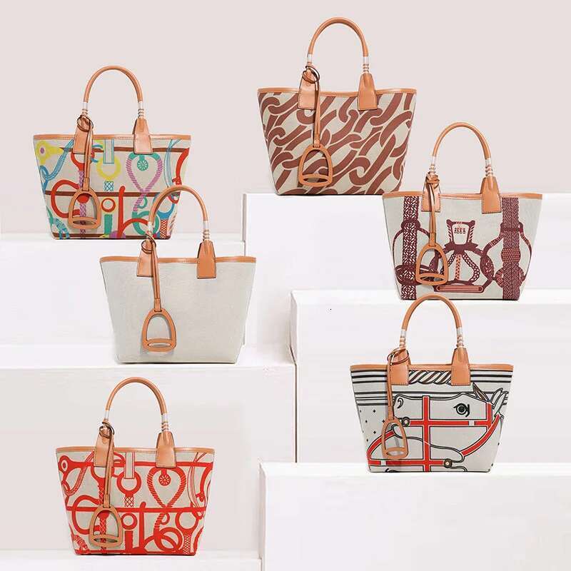 Painted Tote New Canvas Shopping Ladies Handbag Trend Top Handle Bag For Women Geometric Printed