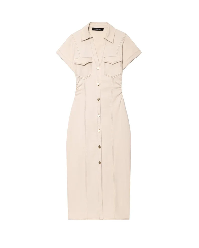 Womens Dress Summer White Short Sleeve Midi Casual Personality Celebrity Style Slim Fashion 250514