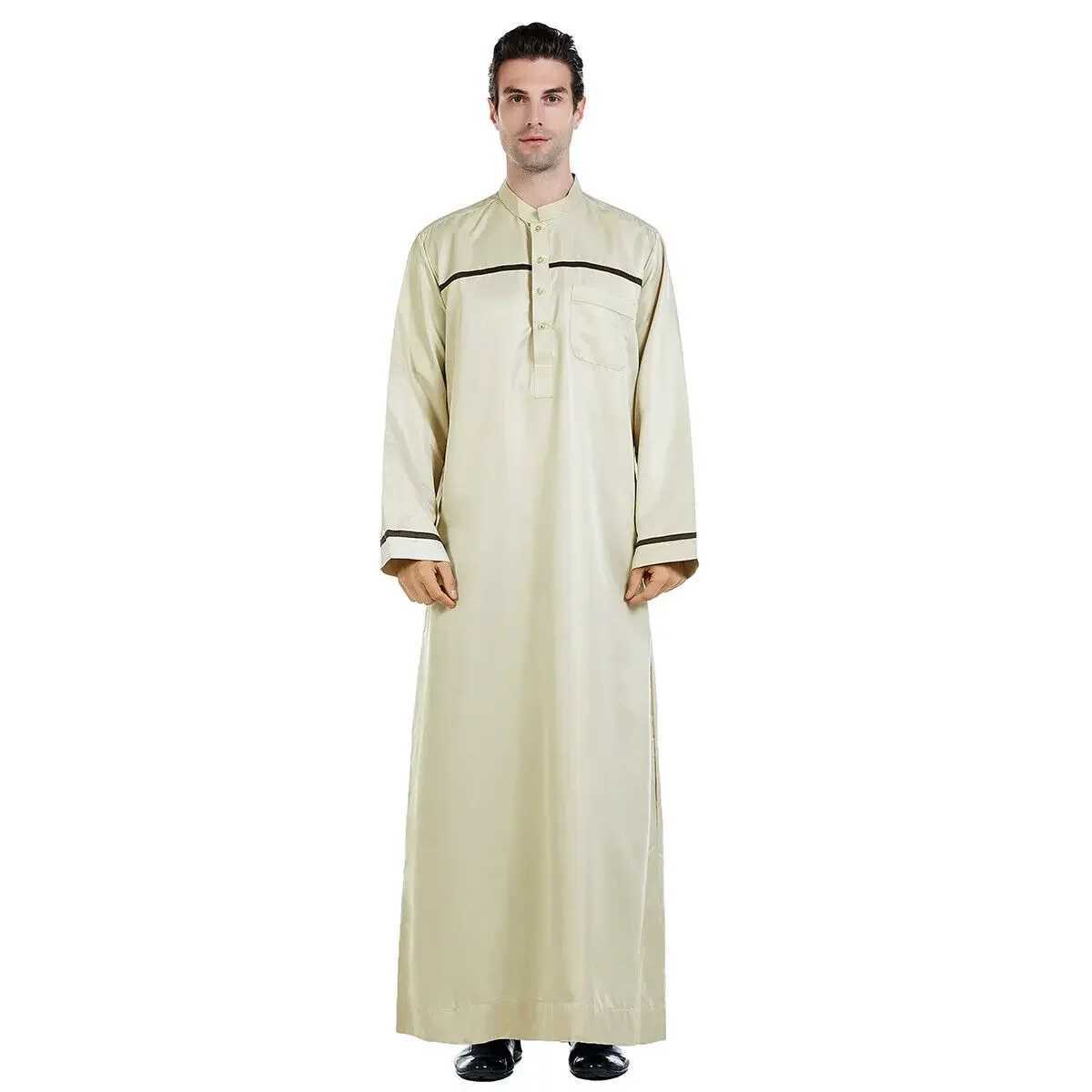 Saudi Arabic Men Thobe Jubba Abaya Muslim Clothing Dubai Islamic Robe Kaftan Traditional Clothing Long Sleeve Dress Eid Ramadan X250514
