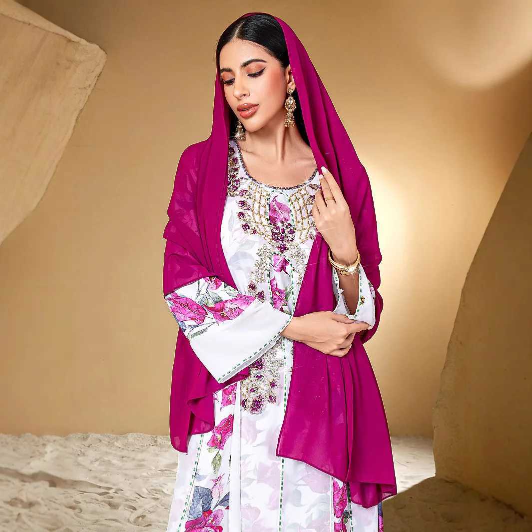 Ramadan Diamonds Abaya Dubai Kaftan Women Muslim Hijab Dress Print Jalabiya Caftan Marocain Femme Robe Eid Djellaba Vestidos New X250514