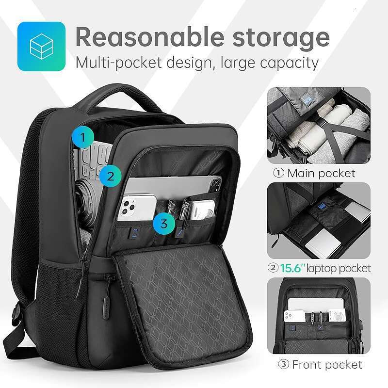 MARK RYDEN Multi Layers Men's Backpack Fits 15.6inch Laptop Water Backpacks for Students
