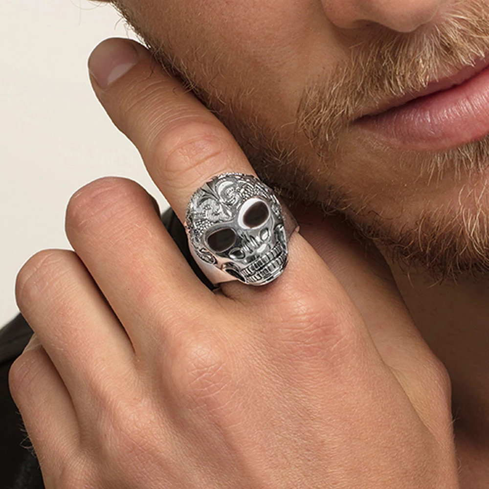 Blackened Lily Skull Ring Europe Style Vintage Jewelry Fine Jewerly Gift For Men Women In 925 Sterling Silver 250509