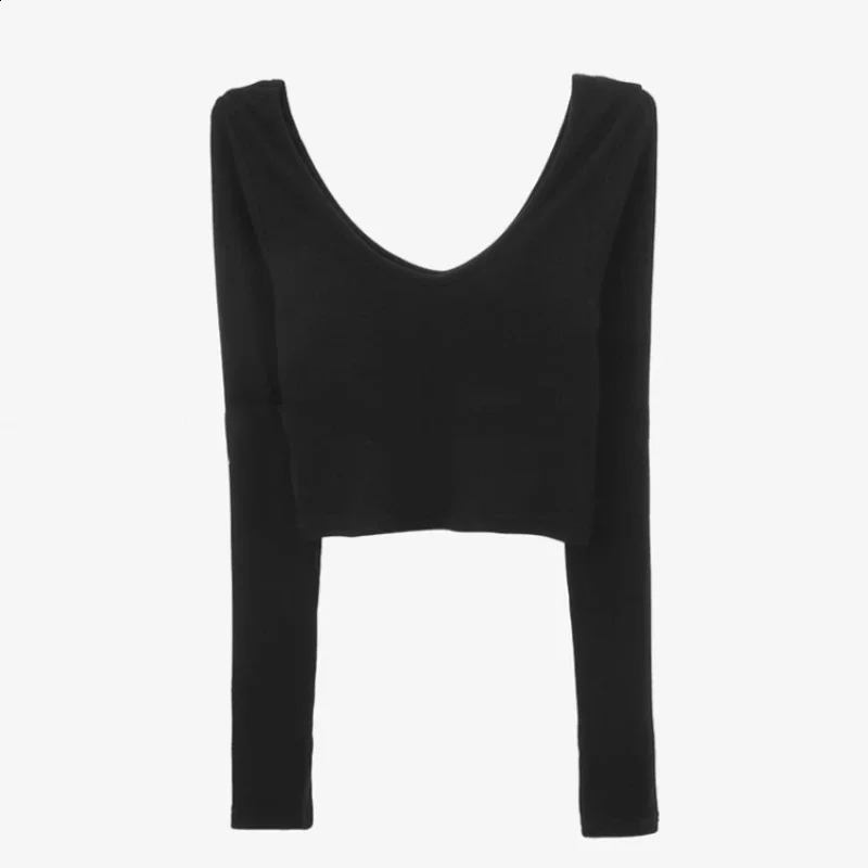 Womens Spring 2025 Basic Ultra Thin Tshirt Oneck Long Sleeve Solid Casual Top Elastic Flat Office Women 250506