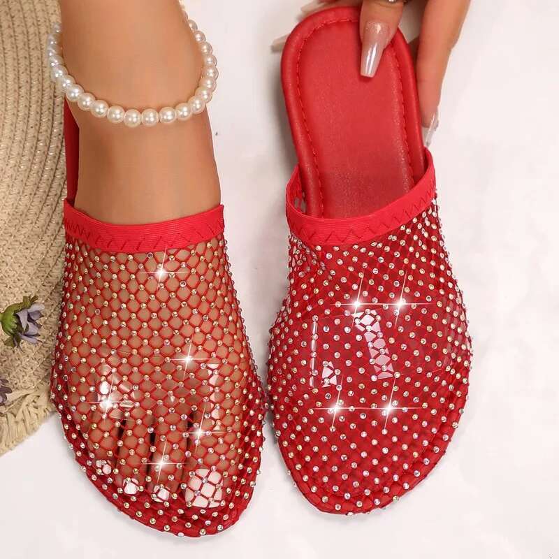 Summer New Round Head Slippers Water Dia Flat Home Anti-skid Sandals Slides Women atos De Mujer