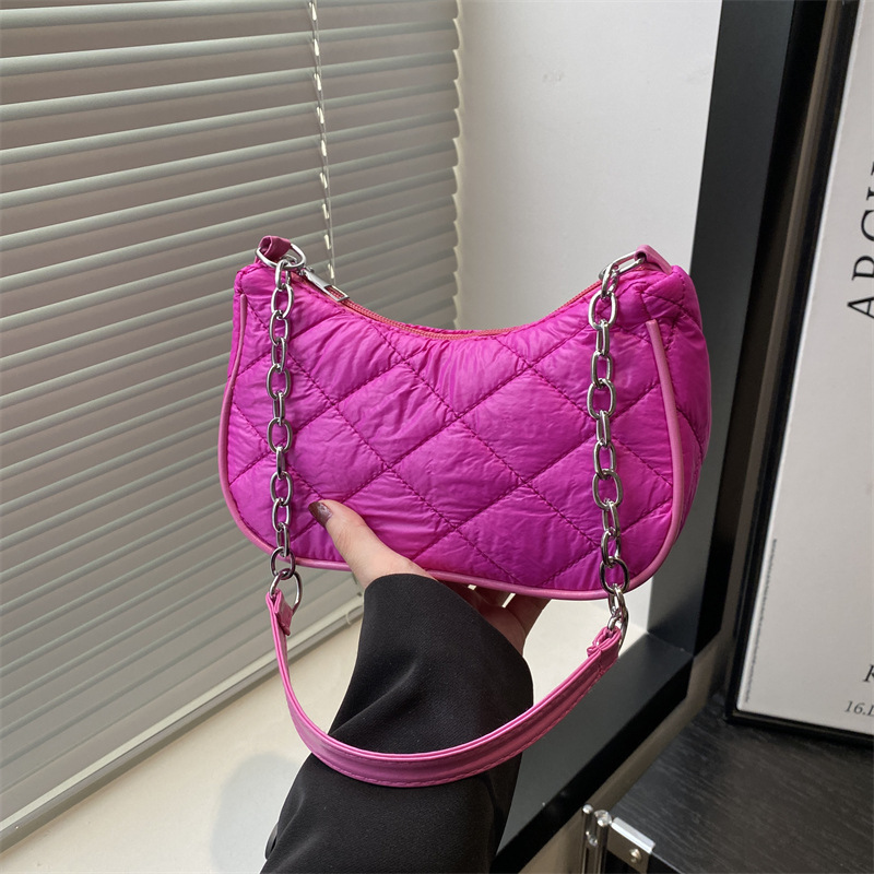 Free Delivery Designer Bag Small Square For Women 2025 Winter Korean Edition Trendy Simple Underarm Fashion Diamond Grid Chain Shoulder Bag Luxury Bag