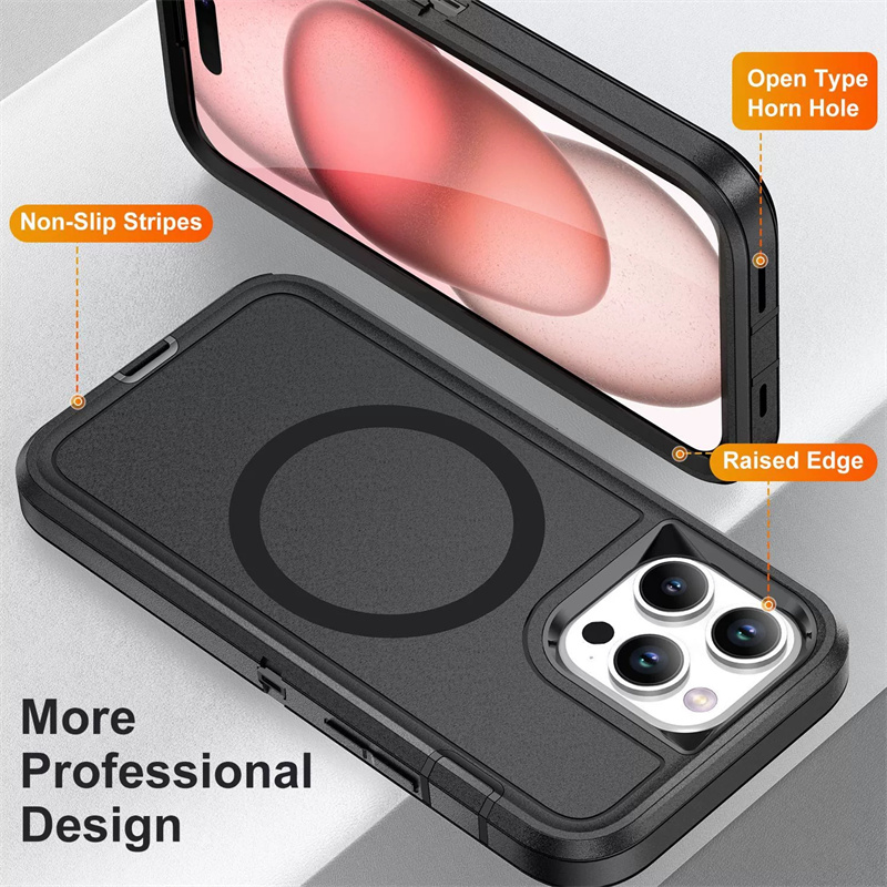 Heavy Duty Rugged Magnetic Charge Defender Case Cover For iPhone 16 15 14 Plus 13 Pro Max Dual Layer 3 in One Shockproof With Magsafe Capa