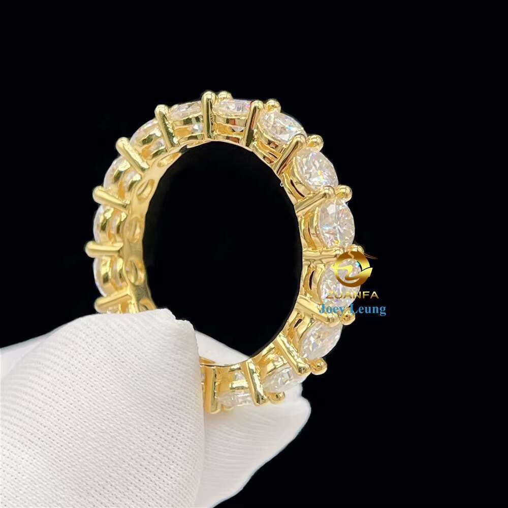 Luxury Style 925 Silver 14K 18K Gold Plated Hip Hop Jewelry VVS Moissanite Diamond Iced Out Band Rings