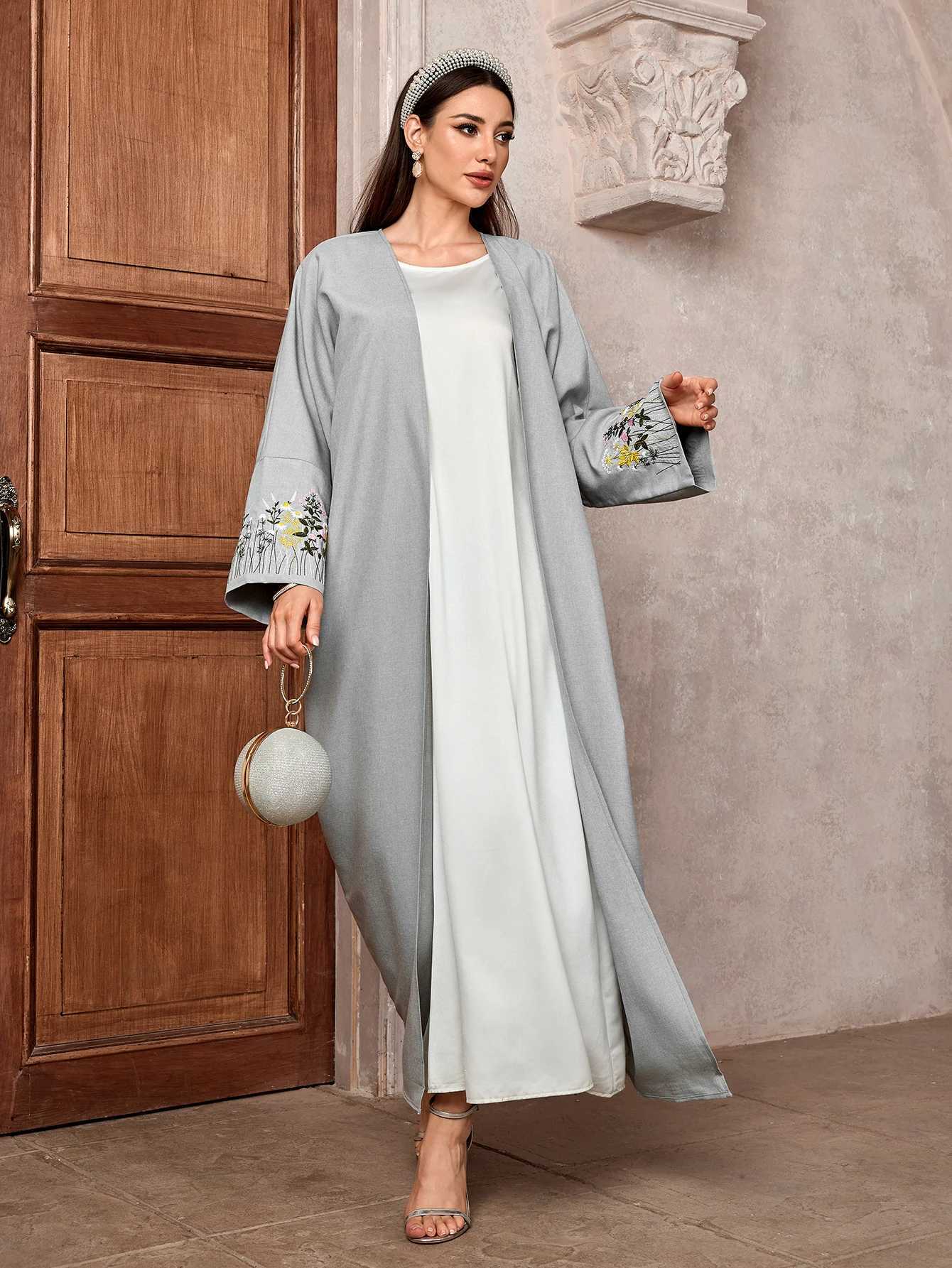 2025 New Muslim Saudi Dubai Ramadan Eid Cardigan Embroidery Slve Open Kimono Abaya Kuwaiti Moroccan Women Loose Robe X250514