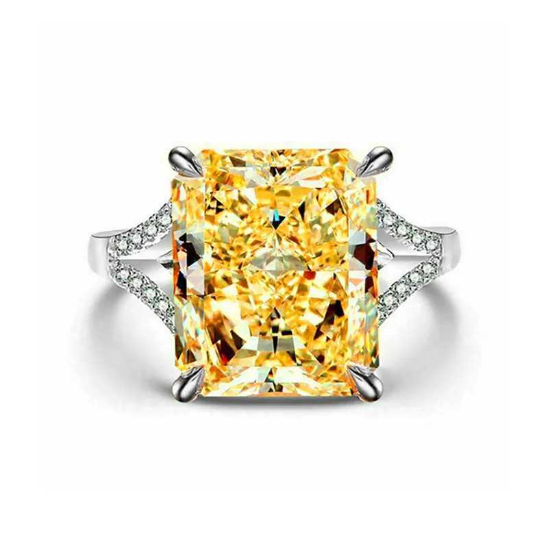 925 Sterling Silver Gorgeous Yellow CZ Rings for Women Engagement Wedding Luxury Las Accories Party Train JewelryXJ250514