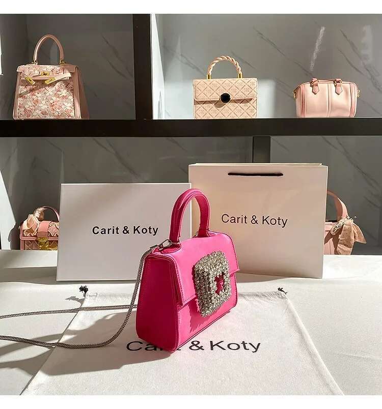 Women's Handbag Satin Crystal Shiny Rhinestones Dia Evening Wedding Party Clutch Purse Shoulder Messenger Bag