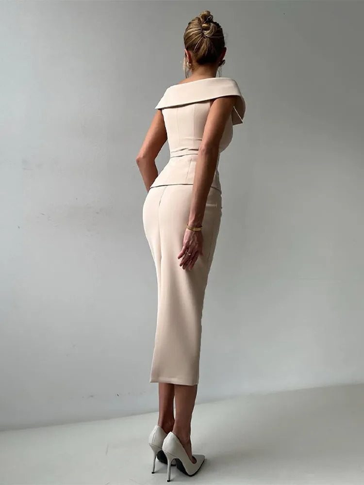 Fashion Womens Hip Package Skirts Suit DoubleBreasted Slim Top With Belt VNeck Spring Summer 2 Piece Set Women 250514