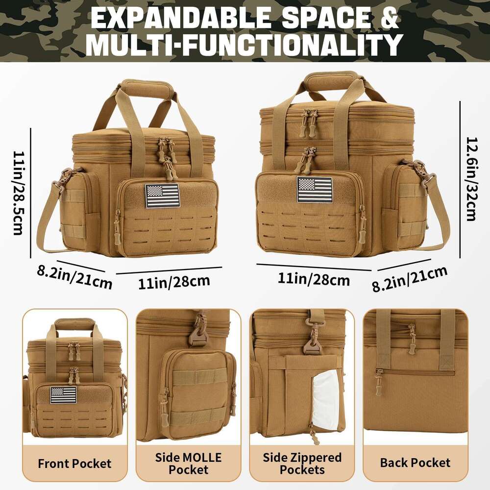 Tactical Lunch for mens heavy duty lunch box Leakproof insulated Durable Thermal Cooler Bag Adult Meal Camping Picnic Pail