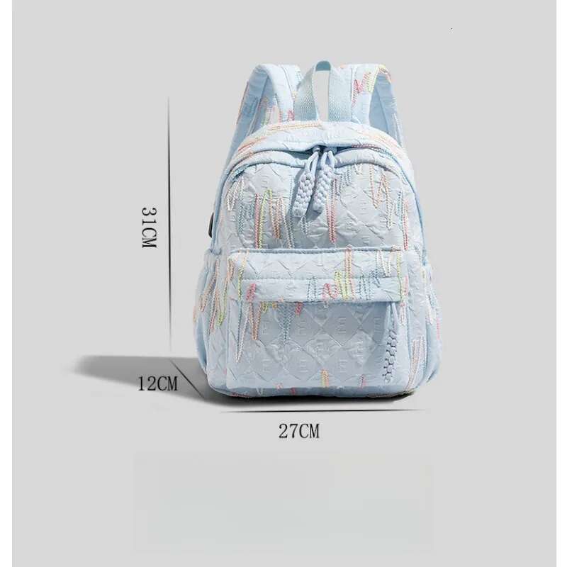 2025 New Fashionable Simple Backpack Casual Bag Color Block Student Backpack Cotton Canvas Designer Lightweight Travel High Beauty Original Stay Style