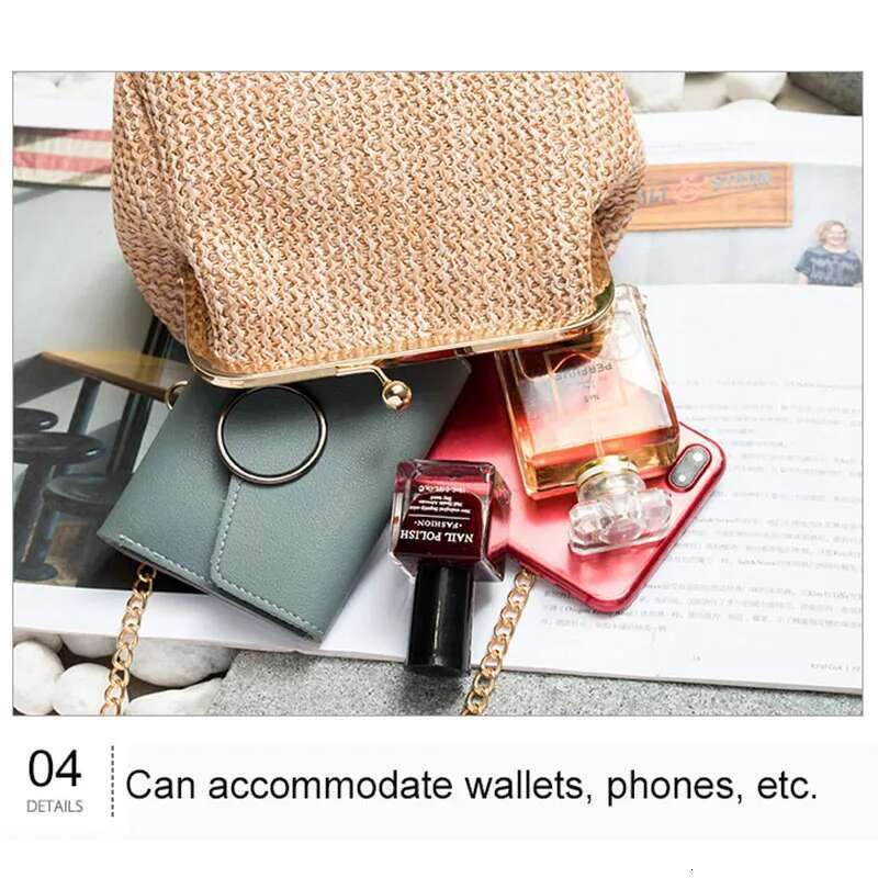 Boho Small Crossbody For Evening Clutch Bags Hasp Ladies Handbag Female Straw Beach Rattan Women Messenger Bag
