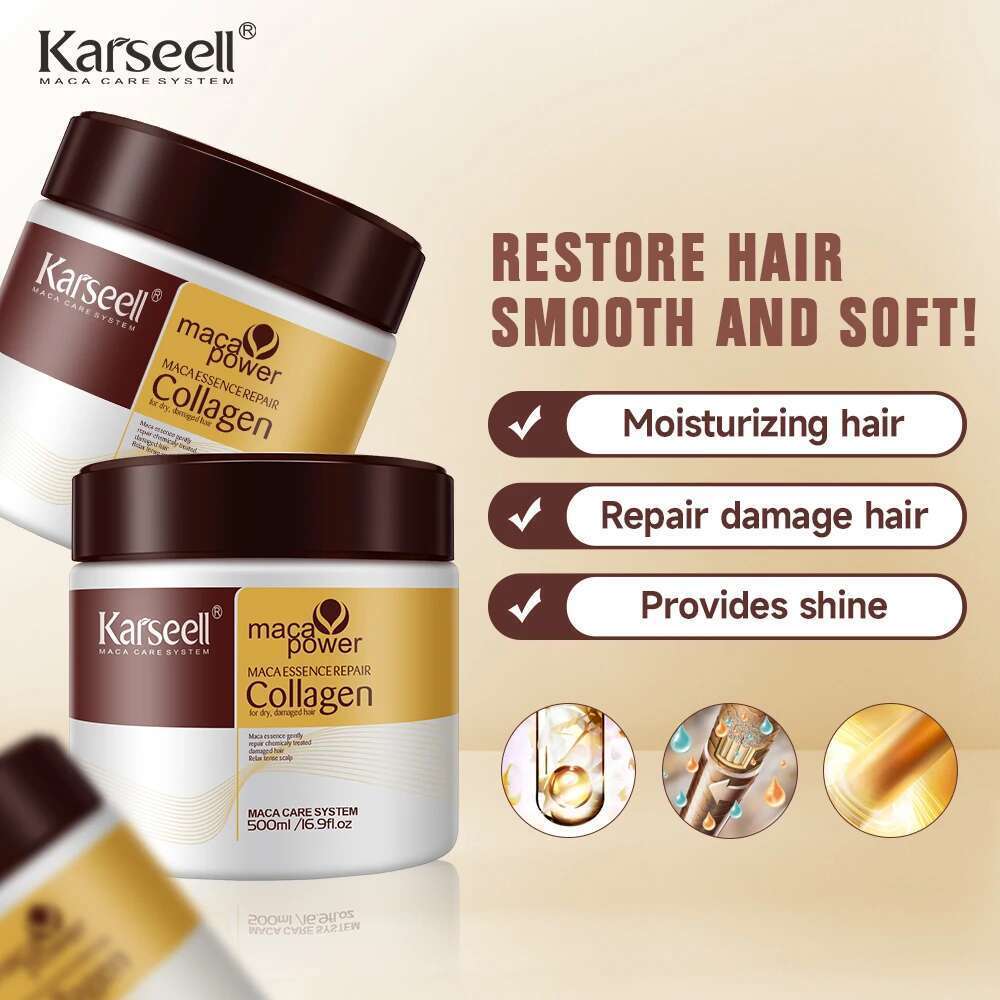 Karseell 2Pcs Collagen Treatment Deep Repair Conditioning Argan Oil Mask Essence For Dry Damaged All Hair Type