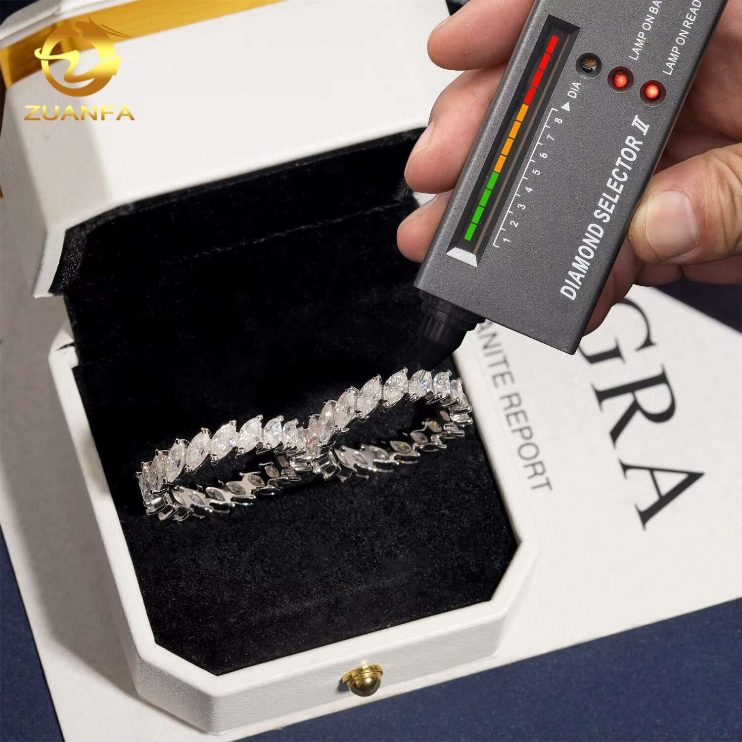 Pass Diamond Tester 925 Sterling Silver Marquise Hip Hop Eternity Band Moissanite Diamond Ring