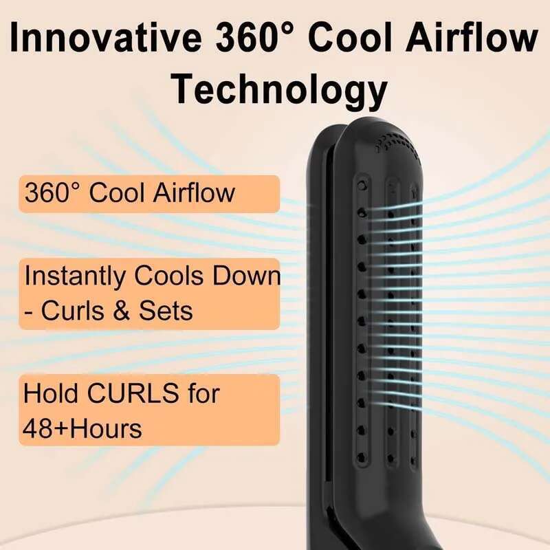 Cool Airflow Styler 2 In 1 Ptc Fast Heat-Up Ionic Flat Iron Ceramic Hair Straightener And Curler