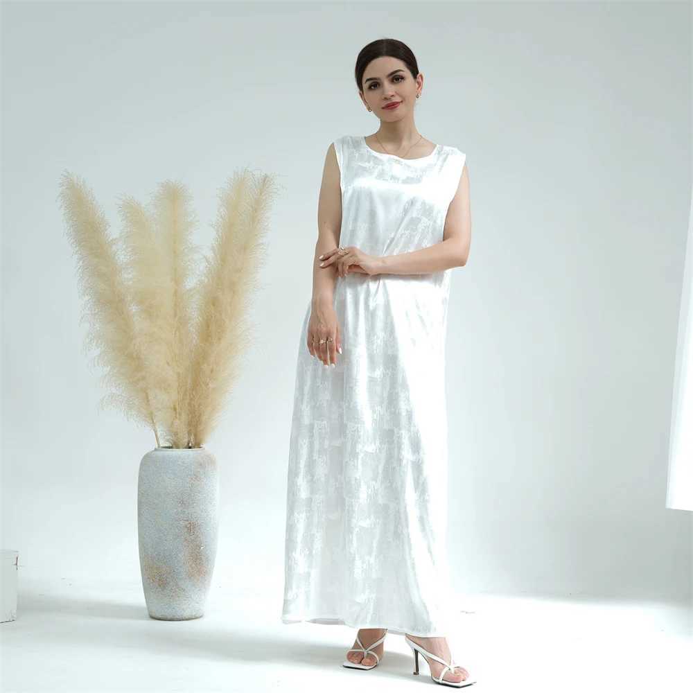 Inner Abaya for Women Plain Print Satin Slveless Muslim Long Dress Under Abayas Kimono Dubai Turkey Slip Dresses Ramadan Eid X250514