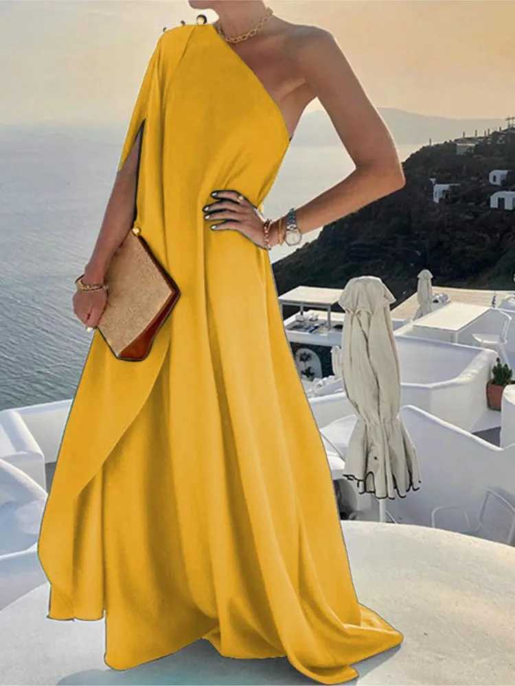 Fashion Elegant Party Dress Women Sexy Off Shoulder Solid Loose Dresses Dress Femme Casual Holiday Beach Skirt Dress Lady SummerXJ250514