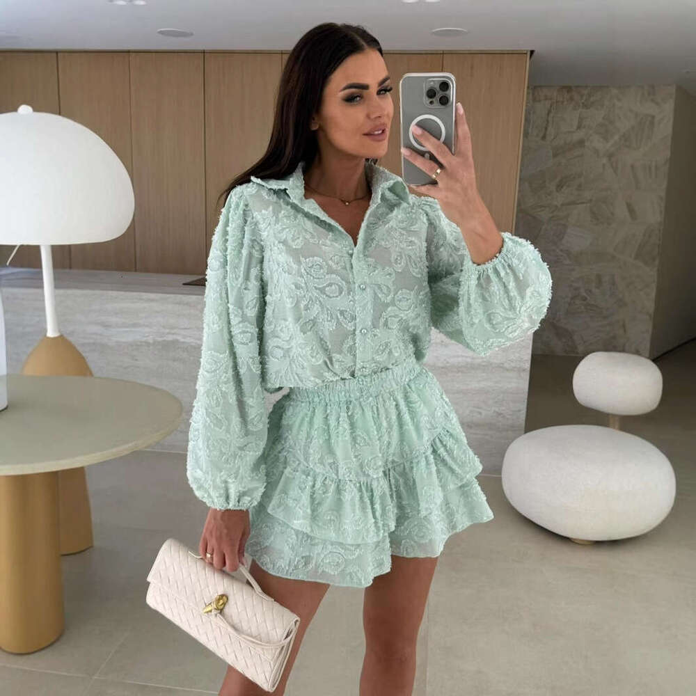 Sets for Women Outfits 25 Year Summer Lace Hollow Out Casual Long Sleeved Set -68689 Washable Gentle Wind Leisure Time Business Affairs New Product