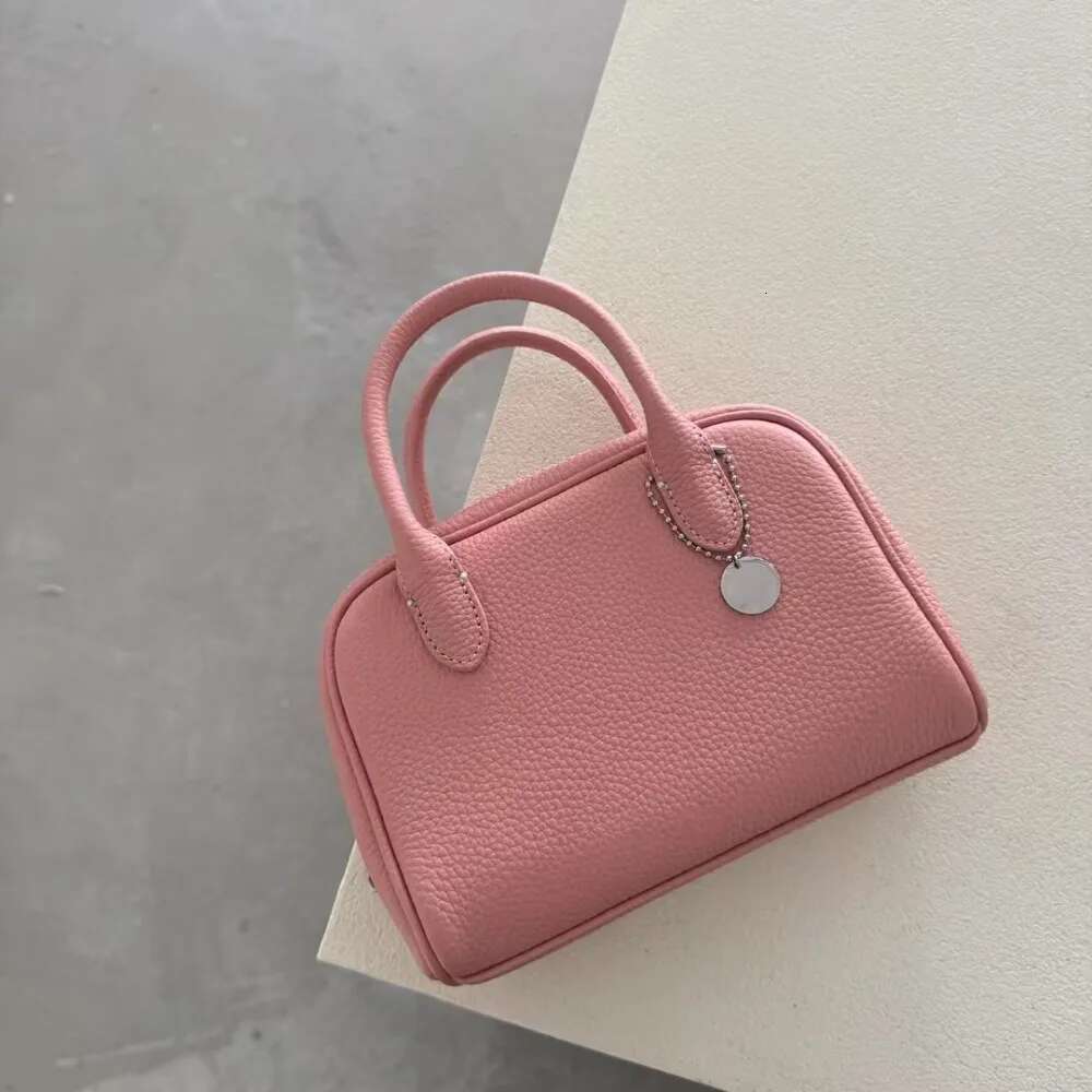 New First-Layer Cowhide Lychee Pattern Portable Small Bag Casual Versatile Single Shoulder Crossbody Leather Handbag