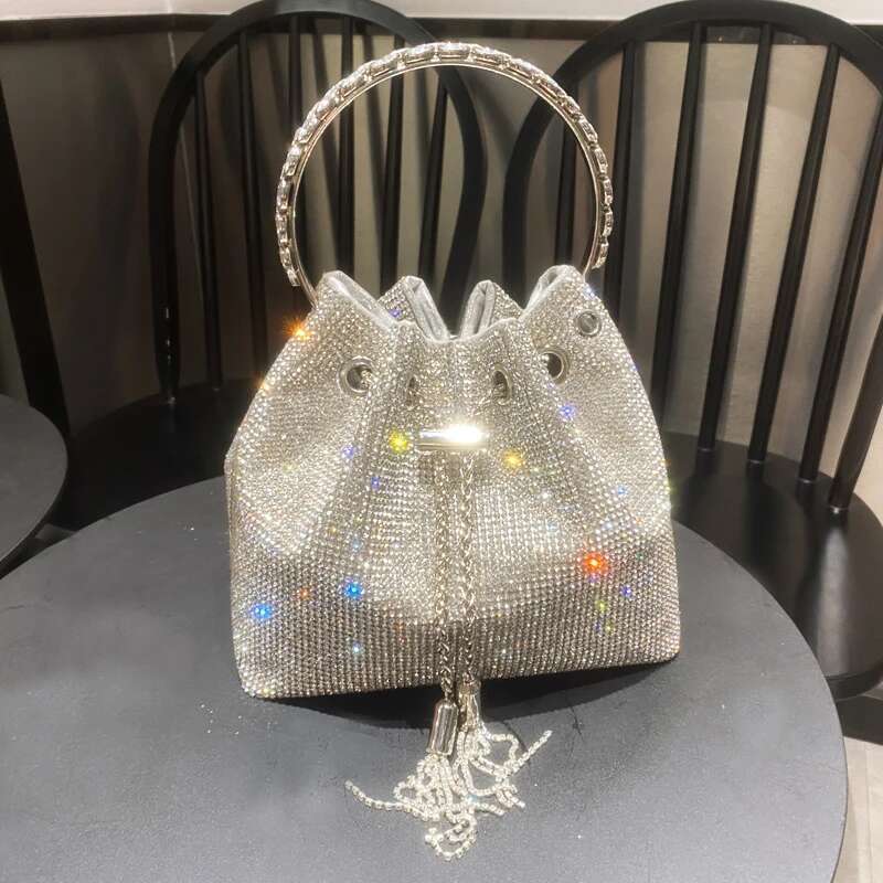 purses and handbags bags for women Designer bucket clutch purse evening banquet Crystal rhinestone shoulder bag