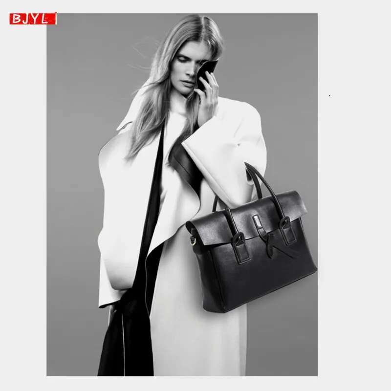 Genuine Leather Women Briefcase Business 14 Inch Laptop Handbags Female Crossbody Bag Ladies Computer Shoulder Messenger Bags