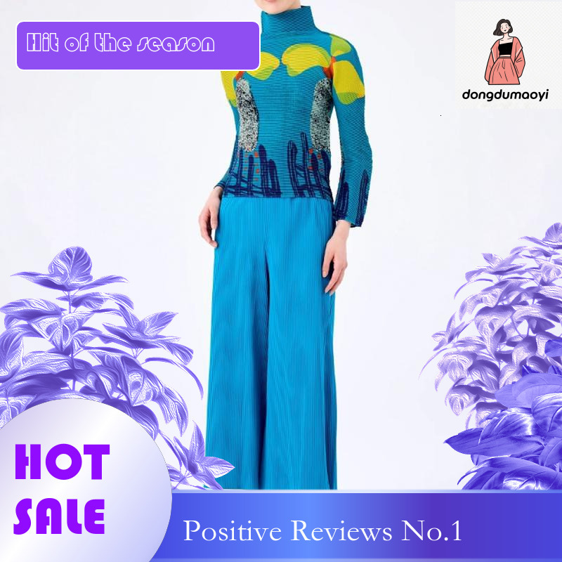 dongdumaoyi Counter T-shirt base shirt, women's interior outfit, high-end feeling, Miyake new flower potted long sleeved pleated top