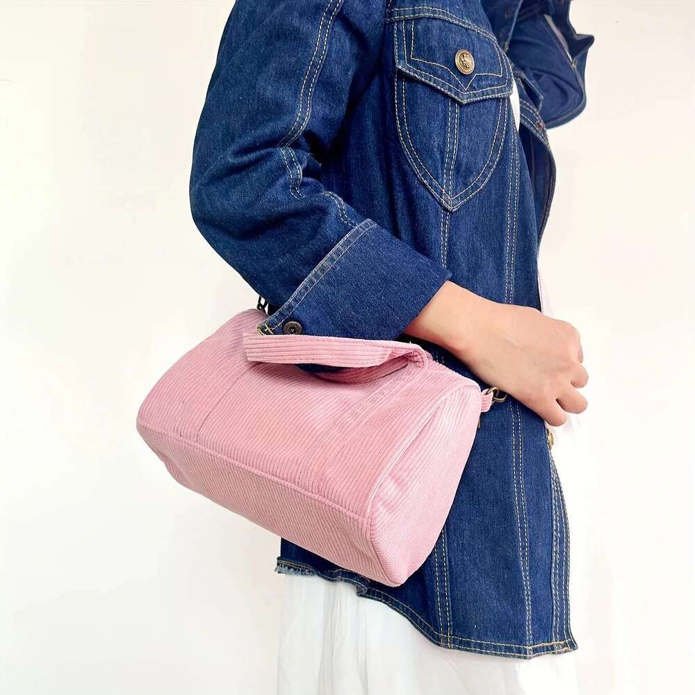 Cute Corduroy Crossbody Bag For Women Small Washable Reusable Shopper Tote Wallet Travel Handbag Designer Girls