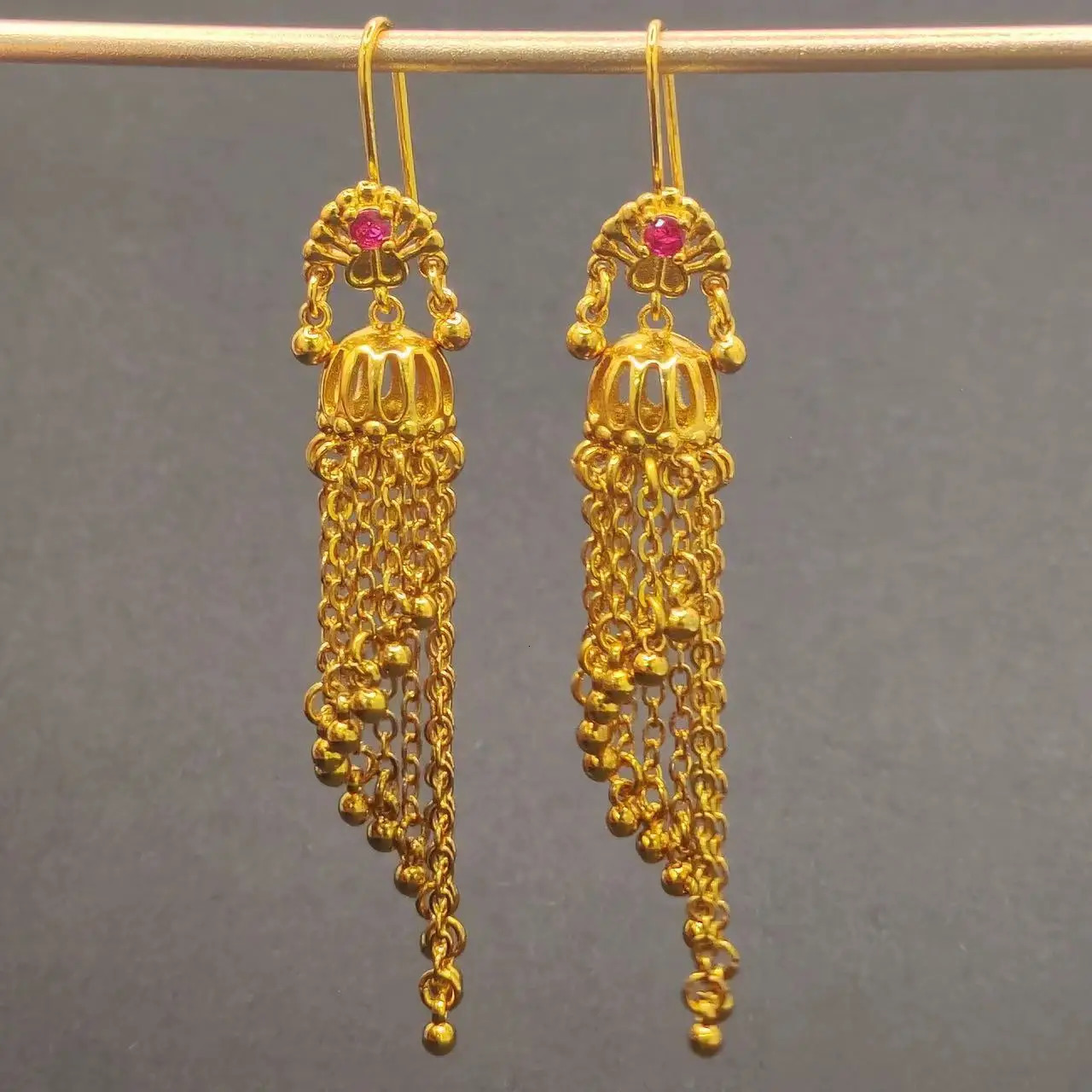 Bohemia Style Womens Earrings Indian Ethnic Gold Plated Brass Long Chain Tassel Earring Vintage Jewellery Ear Decoration 250513