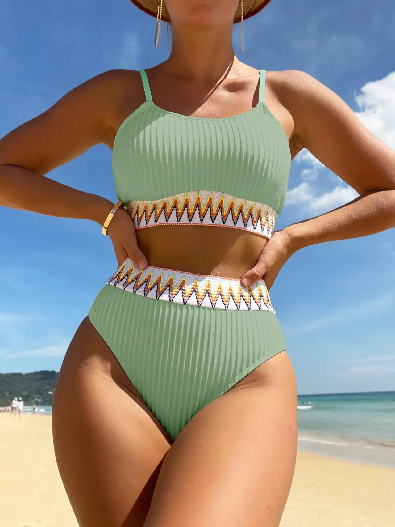 Bikini Fashion Ladies Split Sleeveless European American Womens Swimsuit with Chest Pad 250509