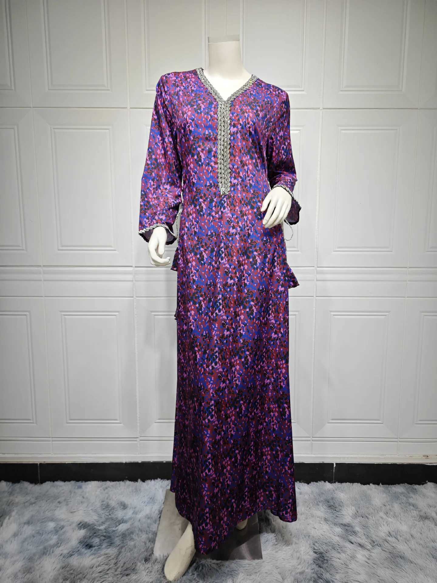 Eid Ramadan Muslim Women Dresses V Neck Abaya Party Long Dress Belt Morocco Kaftan Elegant Vestidos Dubai Turkey Robe Jalabiya X250514